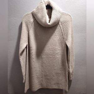 Cozy cowl neck oversized beige sweater